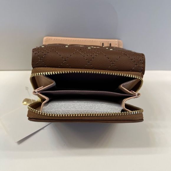 Quilted Studded Love Wallet - Dark Brown - Gift Idea - Picture 3 of 7